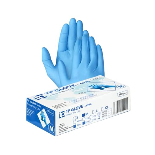 Gedikum 1000 (10x100 Stk) Nitril-Handschuhe, puderfrei, latexfrei, hypoallergen, Lebensmittelhandschuhe, medizinische Einweghandschuh, Gummihandschuhe S, M, L, XL (blau/Schwarz) (Blau, L) von Gedikum