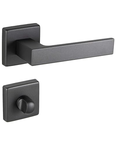 Gedotec Drückergarnitur Aluminium Türbeschlag Anthrazit matt Türgriff Zimmertür auf eckige Rosette | WC - Badezimmer | Türdrücker-Garnitur Innentür | PUSH 1317 | 1 Set mit Befestigungsmaterial Gedotec Drückergarnitur Aluminium Türbeschlag Anthrazit matt Türgriff Zimmertür auf eckige Rosette | WC - Badezimmer | Türdrücker-Garnitur Innentür | PUSH 1317 | 1 Set mit Befestigungsmaterial von Gedotec