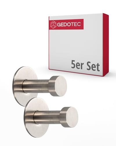 Gedotec Garderobenhaken Edelstahl Kleiderhaken Tür - Garderobe & Wand-Montage - UP-25 | Tiefe: 32 mm | Edelstahl matt gebürstet | Haken für verdeckte Befestigung | 5 Stück - Wandhaken mit Schrauben von Gedotec