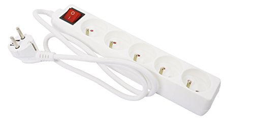 Gefotech 8059 Mehrfachsteckdose, 5 Steckdosen, 16 A + T, mit Schalter 3G, 1 mm², Kabel 1 m von Gefotech