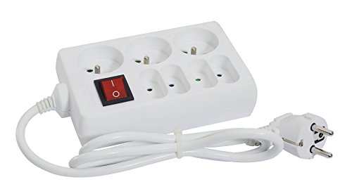 Gefotech 8235 Mehrfachsteckdose (gemischt, 3 Steckdosen 16 A + T und 4 Steckdosen 6 A, mit Schalter, Kabel 1 m) von Gefotech