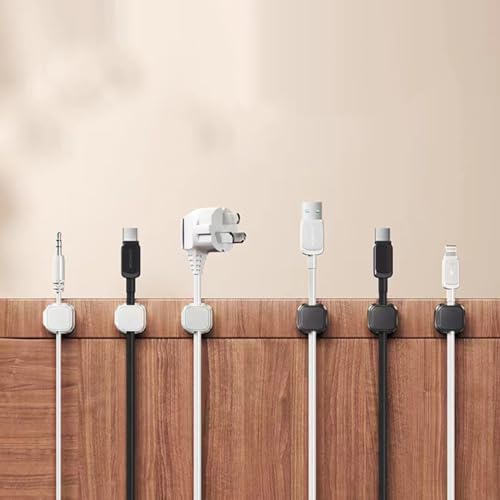 Magnetische Kabelhalter Kabelclips 2 Stück Kabelführung Kabel Organizer Set für Schreibtisch Wand Flexibles Kabelmanagement Verstellbare Kabel Organizer Magnetische (weiss) von Gehanico