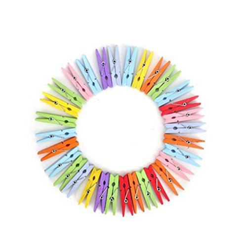 100pcs Mischte Farben-Mini-Holz-Kleidung Fotopapier Peg Wäscheklammer Handwerk Clip von MagiDeal