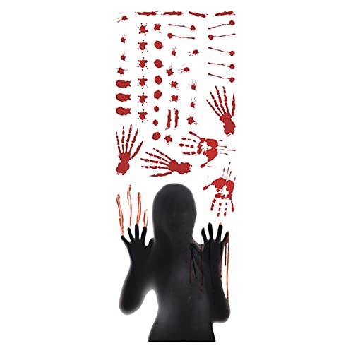 Aufkleber Glas Fenster Dekoration Aufkleber Selbstklebende PVC Hände Weibliche Wandaufkleber Blut Hände Fußabdrücke Schwarz Schatten Halloween Motivierende Aufkleber (Schwarz, Einheitsgröße) von Generic