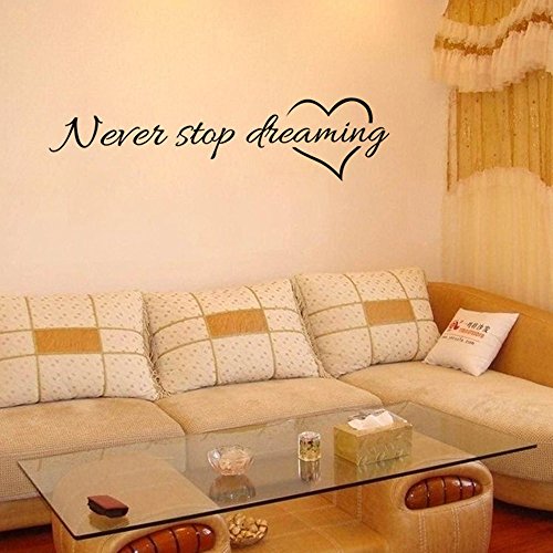 Aufkleber Never Stop Art Dreaming Wand, abnehmbares Wandbild, Vinyl, Heimdekoration, Heimdekoration Wanddeko Schlafzimmer Holz von Generic