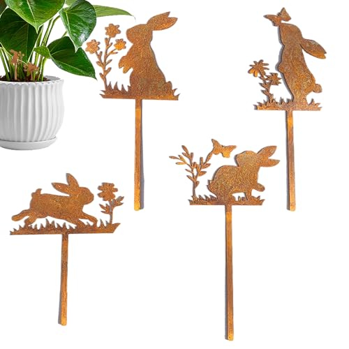 Bunny Yard Stakes – Kaninchen-Pflanzenmarker, dekorative Gartenfigur | Metall-Tierpfahl für Rasen und Blumentöpfe, skurrile Hasenskulptur für den Außenbereich, Gartendekoration, Pfahlkunst für Bunny Yard Stakes – Kaninchen-Pflanzenmarker, dekorative Gartenfigur | Metall-Tierpfahl für Rasen und Blumentöpfe, skurrile Hasenskulptur für den Außenbereich, Gartendekoration, Pfahlkunst für von Generic