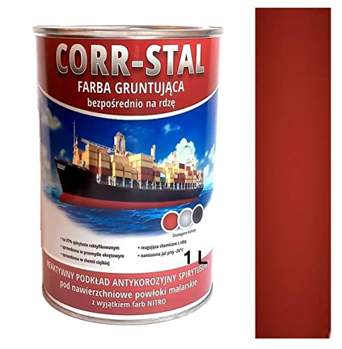 CORR-STAL Metallschutzlack, Rostschutzfarbe, Metallfarbe außen, Grundierung gegen Rost, Farbe für Metall, Rostschutzgrundierung Korrosionsschutz, Metallack, Aluminium-Zink. (1 Liter, Red) von Generic