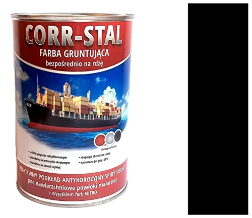 CORR-STAL Metallschutzlack, Rostschutzfarbe, Metallfarbe außen, Grundierung gegen Rost, Farbe für Metall, Rostschutzgrundierung Korrosionsschutz, Metallack, Aluminium-Zink. (1 Liter, Schwarz) von Generic