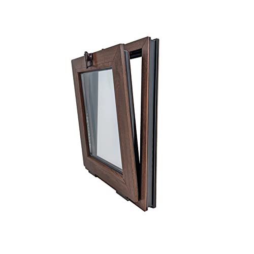 ECOPROF Kellerfenster | Gartenhaus Fenster | Kunststoff Fenster | Maße 60x50 cm (600x500 mm) | Farbe: Nussbaum (beidenseitig) | 52mm Profil von ECOPROF.eu