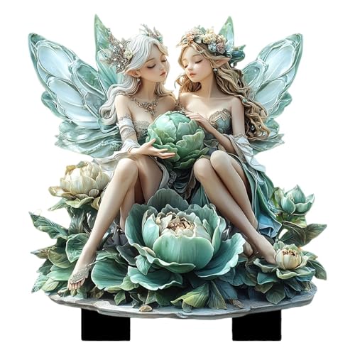 Feenfiguren | Acryl Grün Blumentopf Feen | Zaun Ornament Kleine Gartenzwerg Figuren Blumentopf Dekorationen für Outdoor Garten Feenfiguren | Acryl Grün Blumentopf Feen | Zaun Ornament Kleine Gartenzwerg Figuren Blumentopf Dekorationen für Outdoor Garten von Generic