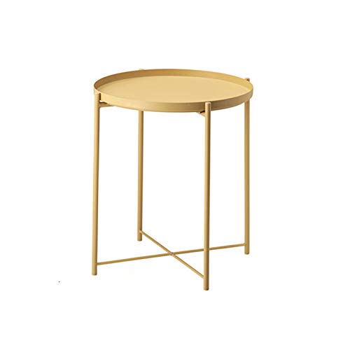 Klapptisch Single-Layer Side Table, Wrought Iron Flower Stand Einfach Zu Montieren Sofa Tisch Kleine Wohnung Wohnzimmer Ecke Tisch Möbel Tische (Farbe : Gelb, Größe : 44.5 * 44.5 * 52.5 cm) von Generic