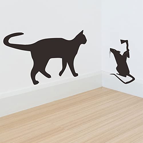 Kreative Selbstklebende Aufkleber für das Wohnzimmer, Cartoon-Katze und niedliche Ecken-Home-Ecken-Dekorationsaufkleber Fenstersticker Blumen Kinderzimmer Berge (Schwarz, 40cm) von Generic