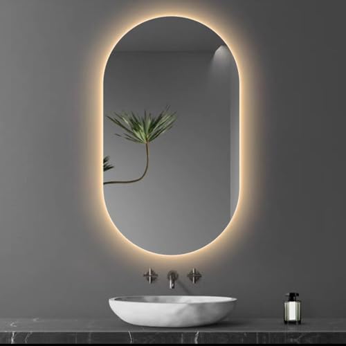 Led Ovaler Spiegel, Badezimmerspiegel Mit Beleuchtung, 40x70cm | 40x80cm | 50x80cm | 60x90cm, Wandspiegel, Beleuchteter Kosmetikspiegel, 3 Farben Dimmbare Beleuchtung Smart Swi, Style a, 50X80CM Led Ovaler Spiegel, Badezimmerspiegel Mit Beleuchtung, 40x70cm | 40x80cm | 50x80cm | 60x90cm, Wandspiegel, Beleuchteter Kosmetikspiegel, 3 Farben Dimmbare Beleuchtung Smart Swi, Style a, 50X80CM von Generic