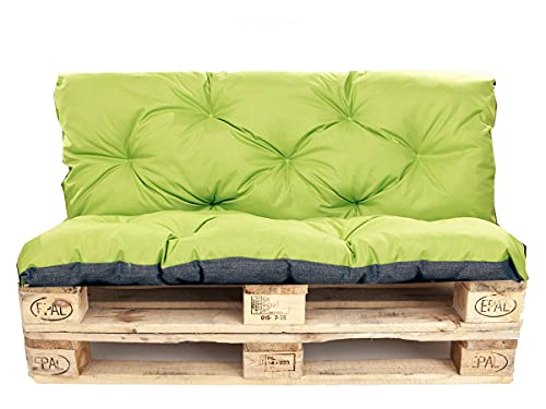 Palettenkissen Outdoor - Palettenkissen Set - Palettenkissen Set Indoor (Sitzkissen 120x60 +Rückenlehne 120x50, Limette) von Generic