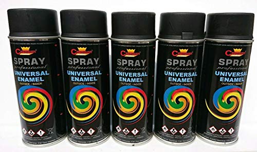 Sprühlack RAL Sprühfarbe Lackspray Spraydose 400ml - RAL 9005 Glanz - 5 Stück von Generic