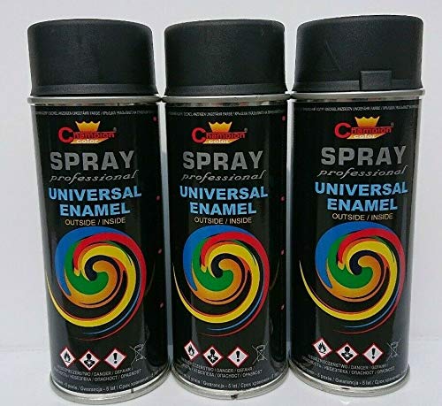 Sprühlack RAL Sprühfarbe Lackspray Spraydose 400ml - RAL 9005 Matt - 3 Stück von Generic