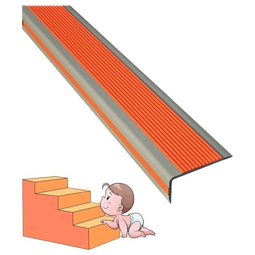 Treppenkantenprofil Kantenschutz PVC-Gummi-Winkel-Stufenkante, wasserdichte, verschleißfeste Treppenkanten-Nasenverkleidung für Treppenstufen im Innen- und Außenbereich wljiangdp240515(Color:Orange von Generic