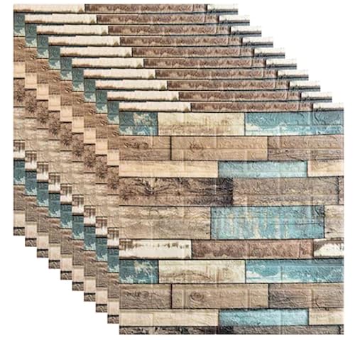 3D Wandpaneele, Retro-Design-Streifen, selbstklebend, Wandaufkleber, wasserdicht, PVC, 77 cm x 70 cm x 2 mm (10 Stück) von Generico