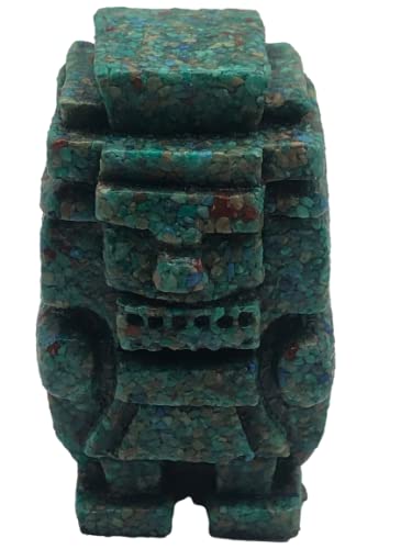5,8 cm grüner Malachit-Bodenstein Maya Azteken-Gott des Regens, handgefertigte Figur von Tlaloc Teotihuacan Dekor Mexiko Handwerker Mythologie von Genérico