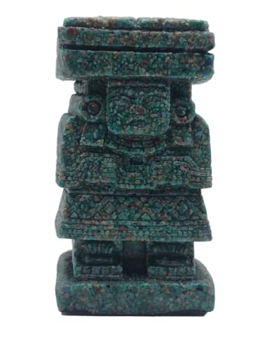 5,8 cm grüner Malachit-Bodenstein Maya Azteken Gott des Wassers handgefertigte Figur von Chalchihuitlicue Teotihuacan Dekor Mexiko Handwerker Mythologie von Genérico