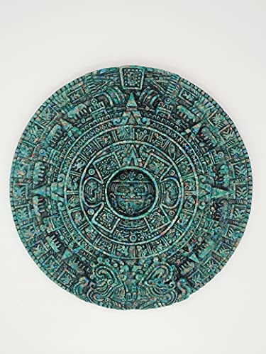 Genérico 9,4 cm grüner Malachit gemahlener Stein Aztekenkalender handgefertigte Figur Teotihuacan von Genérico