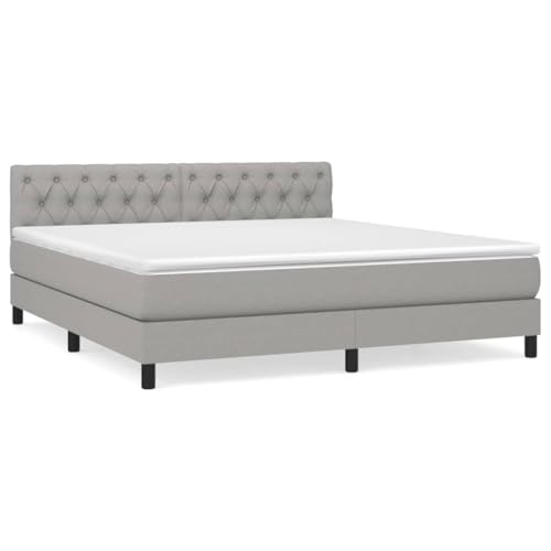 Genérico Wenjingqi 3140305 Boxspringbett mit Matratze, Stoff, Hellgrau, 160 x 200 cm Genérico Wenjingqi 3140305 Boxspringbett mit Matratze, Stoff, Hellgrau, 160 x 200 cm von Genérico