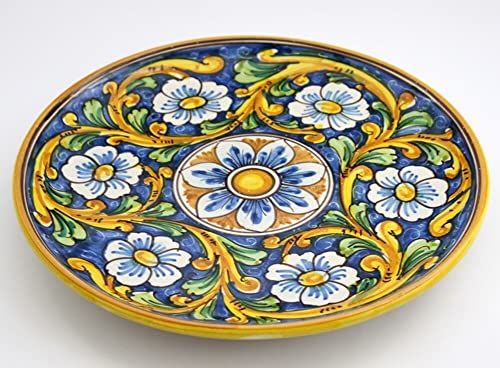 Große sizilianische Keramik Platte blau gelb grün rot Heiliger Stephan von Camaster Handdekoriert barock Art 12 von Generico