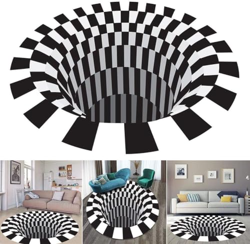 Bodenmatte, rutschfest, 3D, geometrisches Muster, für Wohnzimmer, Schlafzimmer, Innendekoration (80 x 80 cm) von Générique