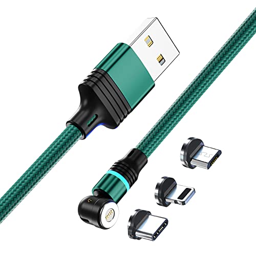 USB-Kabel, Multi-Ladekabel, magnetisch, 3-in-1, Nylon, Universal [1 M/2 M/2,4 A], Micro-USB Typ C USB, geeignet für Huawei Samsung Nokia, Kindle, Echo Dot (2M-Darkgreen) von Générique