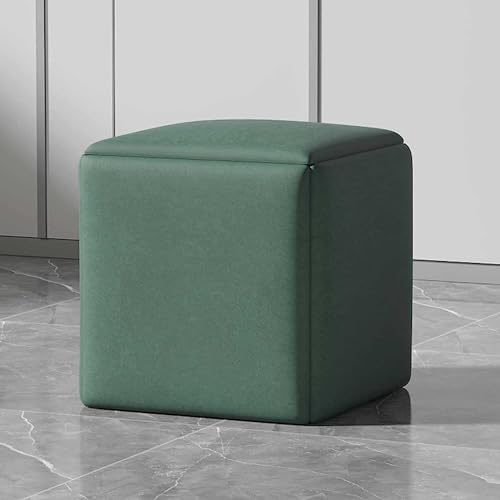 5-in-1 würfelförmiger Ottoman-Sofa-Stuhl, vielseitige, stapelbare Hocker mit Drehrollen, Wohn-/Esszimmer-Fußhocker, Technologie-Tuch, quadratisches Design (Farbe: Dunkelgrün, Größe: 45 cm) von Generisch