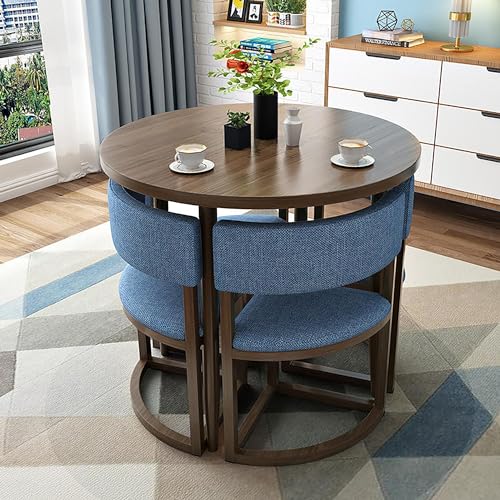 5-teiliges rundes Küchen-Esstisch-Set mit Metallgestell & Stühlen für 4 Personen, perfekt für kleine Räume & Wohnungen, stilvolles Konferenztisch & Stuhl-Set 5-teiliges rundes Küchen-Esstisch-Set mit Metallgestell & Stühlen für 4 Personen, perfekt für kleine Räume & Wohnungen, stilvolles Konferenztisch & Stuhl-Set von Generisch