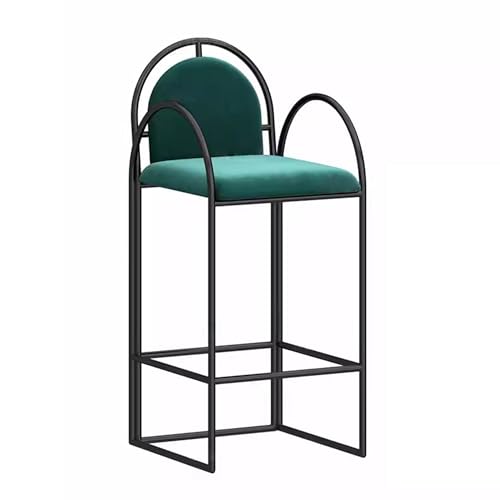 Barhocker aus Samt mit Rückenlehne und Fußstütze – Moderne gepolsterte Stühle für Kücheninsel, Hausbar, Esszimmer, Café von Generisch