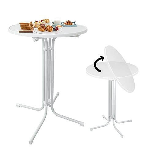 Bistrotisch klappbar 110cm Rund Wetterbeständig Hochplatte Tisch für Innen und Außen Kratzfest Stabile Struktur mit 79cm Klappbare Tischplatte Bistrotisch klappbar 110cm Rund Wetterbeständig Hochplatte Tisch für Innen und Außen Kratzfest Stabile Struktur mit 79cm Klappbare Tischplatte von Generisch