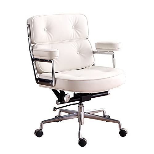 Ergonomischer Bürostuhl, höhenverstellbar, drehbarer Schreibtischstuhl mit segmentierter Rückenlehne für Zuhause und Büro, weißes Leder Ergonomischer Bürostuhl, höhenverstellbar, drehbarer Schreibtischstuhl mit segmentierter Rückenlehne für Zuhause und Büro, weißes Leder von Generisch