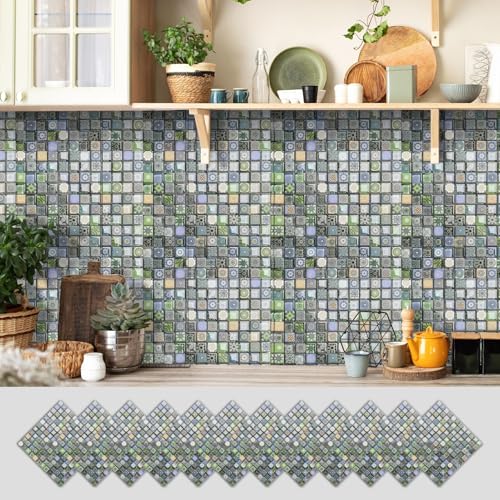 Fliesenaufkleber zum Abziehen und Aufkleben, Wabenmosaik-Aufkleber, wasserdicht, 3D-Wandfliesen-Aufkleber, spritzwassergeschützt, geeignet für Küche, Bad, Kamin, T, 20 x 20 cm, 12 Stück Fliesenaufkleber zum Abziehen und Aufkleben, Wabenmosaik-Aufkleber, wasserdicht, 3D-Wandfliesen-Aufkleber, spritzwassergeschützt, geeignet für Küche, Bad, Kamin, T, 20 x 20 cm, 12 Stück von Generisch