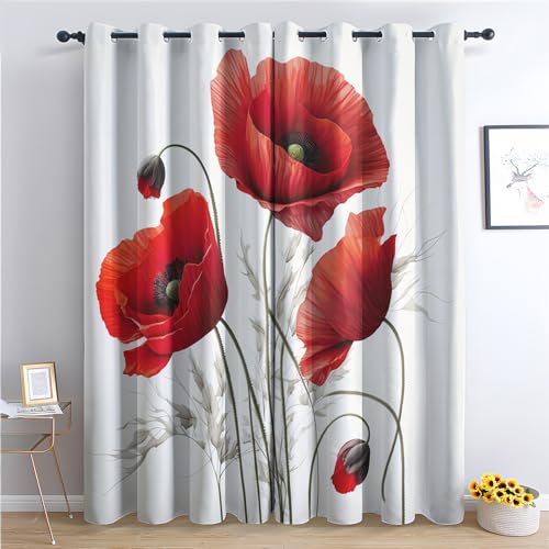 Gardinen Mohnblumen, Vorhänge Geblümt Mohn Wohnzimmer Schlafzimmer, Fenster Verdunklungsvorhänge mit Ösen, Blickdichte Vorhänge Thermovorhang, 2er Set Curtains, H 245 x B 140 cm Gardinen Mohnblumen, Vorhänge Geblümt Mohn Wohnzimmer Schlafzimmer, Fenster Verdunklungsvorhänge mit Ösen, Blickdichte Vorhänge Thermovorhang, 2er Set Curtains, H 245 x B 140 cm von Generisch