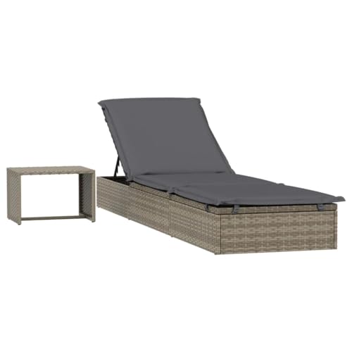 Generico kangqiling Sonnenliege 1 Stück mit Beistelltisch grau aus Polyrattan, grau, 319633 Generico kangqiling Sonnenliege 1 Stück mit Beistelltisch grau aus Polyrattan, grau, 319633 von Generisch
