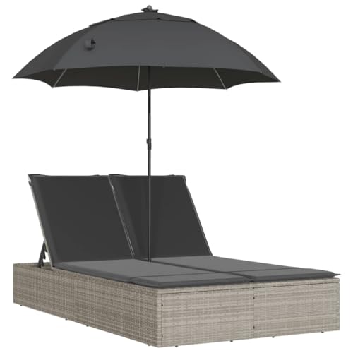 Generico kangqiling Sonnenliege Kissen und Sonnendach hellgrau Polyrattan, grau, 368086 Generico kangqiling Sonnenliege Kissen und Sonnendach hellgrau Polyrattan, grau, 368086 von Generisch