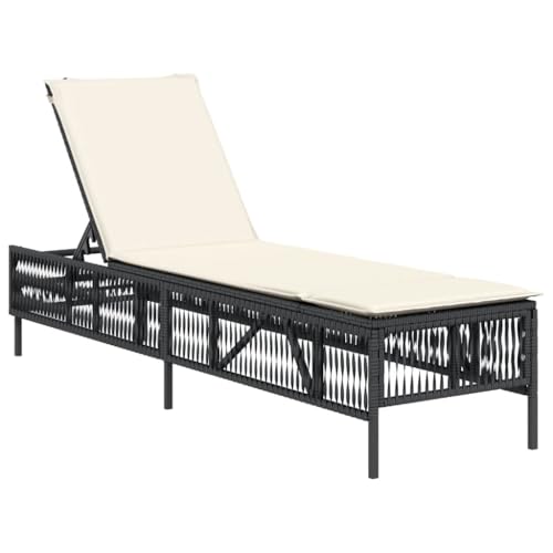 Generico kangqiling Sonnenliege mit schwarzem Kissen aus Polyrattan, schwarz, 4002737 Generico kangqiling Sonnenliege mit schwarzem Kissen aus Polyrattan, schwarz, 4002737 von Generisch
