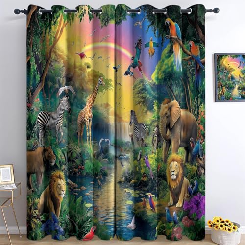 Generisch Blickdicht Vorhang Ösenschal Verdunkelungsvorhang 3D Cartoon-Stil Dschungel Tiere Gardinen Kinderzimmer Wohnzimmer Thermovorhang Polyester Vorhänge 183 x 117 cm 2Er Set Generisch Blickdicht Vorhang Ösenschal Verdunkelungsvorhang 3D Cartoon-Stil Dschungel Tiere Gardinen Kinderzimmer Wohnzimmer Thermovorhang Polyester Vorhänge 183 x 117 cm 2Er Set von Generisch