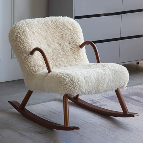 Generisch Holz-Schaukelstuhl, Flauschiger Samtsessel, Hübsche Gepolsterte Sessel for Wohnzimmer, Schlafzimmer, Balkon und Büro Generisch Holz-Schaukelstuhl, Flauschiger Samtsessel, Hübsche Gepolsterte Sessel for Wohnzimmer, Schlafzimmer, Balkon und Büro von Generisch
