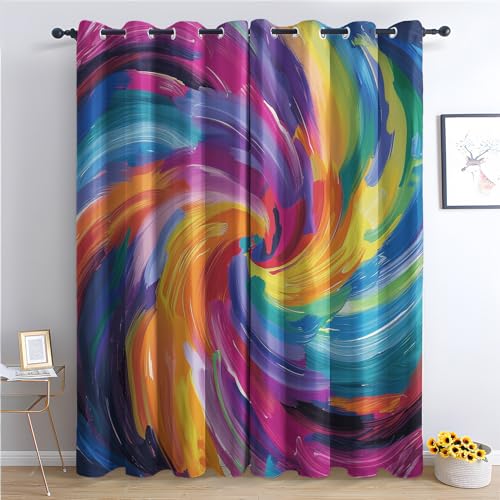 Generisch Vorhänge Trippy - Bunte Abstrakt Fenster Gardinen mit Ösen, Vorhang Blickdicht Verdunklungsvorhänge Thermovorhang für Wohnzimmer Schlafzimmer Deko 2er Set, H 137 x B 117 cm G-#274 Generisch Vorhänge Trippy - Bunte Abstrakt Fenster Gardinen mit Ösen, Vorhang Blickdicht Verdunklungsvorhänge Thermovorhang für Wohnzimmer Schlafzimmer Deko 2er Set, H 137 x B 117 cm G-#274 von Generisch