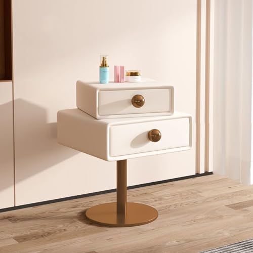 Hochwertiger Mädchen-Nachttisch – Nachttisch aus Massivholz mit zwei Schubladen, modernes minimalistisches Design, kreativer drehbarer Schlafzimmerschrank, multifunktionaler von Generisch