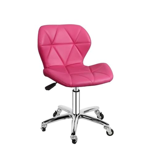 Höhenverstellbarer Barstuhl mit Rückenlehne, ergonomischer Beauty-Hocker für Empfangsempfänger, PU-Material – bequemer und stilvoller Sitz (Farbe: rosa) von Generisch