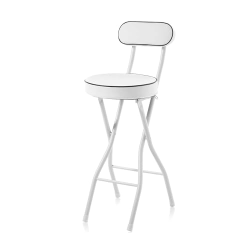 Klappbarer Barhocker mit gepolstertem Sitz, PU-Thekenhöhe, faltbarer Stuhl, tragbarer Hochstuhl für Küche, Garten, Büro, Weiß, 76,2 cm Klappbarer Barhocker mit gepolstertem Sitz, PU-Thekenhöhe, faltbarer Stuhl, tragbarer Hochstuhl für Küche, Garten, Büro, Weiß, 76,2 cm von Generisch