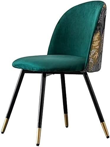 Küchen-Esszimmerstühle, Flanell-Stickerei, Bürostuhl mit Metallbeinen, Samtsitz und Rückenlehnen, Wohnzimmer-Lounge-Stuhl (Farbe: Grün) von Generisch