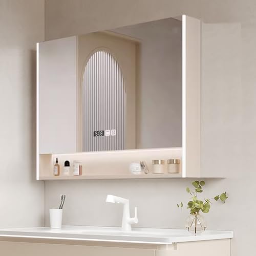 Medizinschrank mit Spiegeltüren und Ablage, Wandmontage Badezimmer Aufbewahrung für Toilette und Waschküche, langlebig und beleuchtet Medizinschrank mit Spiegeltüren und Ablage, Wandmontage Badezimmer Aufbewahrung für Toilette und Waschküche, langlebig und beleuchtet von Generisch