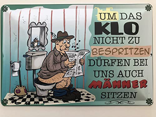 Metall Schild 20x30cm Um das Klo nicht zu bespritzen sitzen Sprüche Blechschild von Generisch