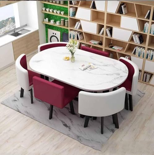 Modernes 7-teiliges Esstisch-Set mit 6 Stühlen, ideal für kleines Büro, Konferenzraum, Küche, Lounge und Wohnzimmer, stilvolle Möbel für Konferenzraum, modernes Design Modernes 7-teiliges Esstisch-Set mit 6 Stühlen, ideal für kleines Büro, Konferenzraum, Küche, Lounge und Wohnzimmer, stilvolle Möbel für Konferenzraum, modernes Design von Generisch