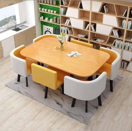 Modernes 7-teiliges Esstisch-Set mit 6 Stühlen für kleines Büro, Konferenzraum, stilvolle Möbel für Küche, Lounge und Wohnzimmer, Konferenzraum, Tisch für 6 Personen Modernes 7-teiliges Esstisch-Set mit 6 Stühlen für kleines Büro, Konferenzraum, stilvolle Möbel für Küche, Lounge und Wohnzimmer, Konferenzraum, Tisch für 6 Personen von Generisch